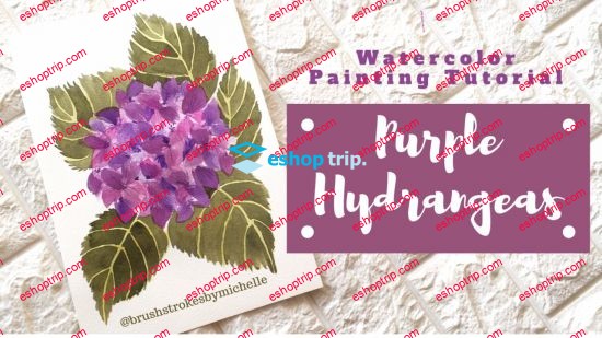 Real Time Watercolor Painting Tutorial Purple Hydrangeas No Sketching Required