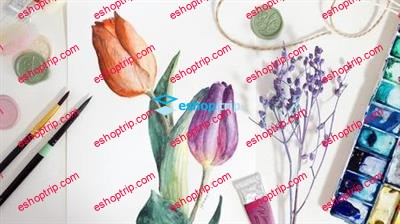 Watercolor Botanical Series Paint Tulips Step by Step