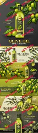 Olive oil banner vector ads