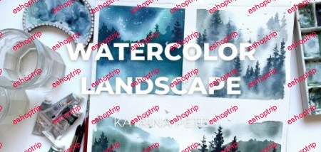 Watercolor Forest Landscape Painting Learn how to paint watercolor trees in mist and birds