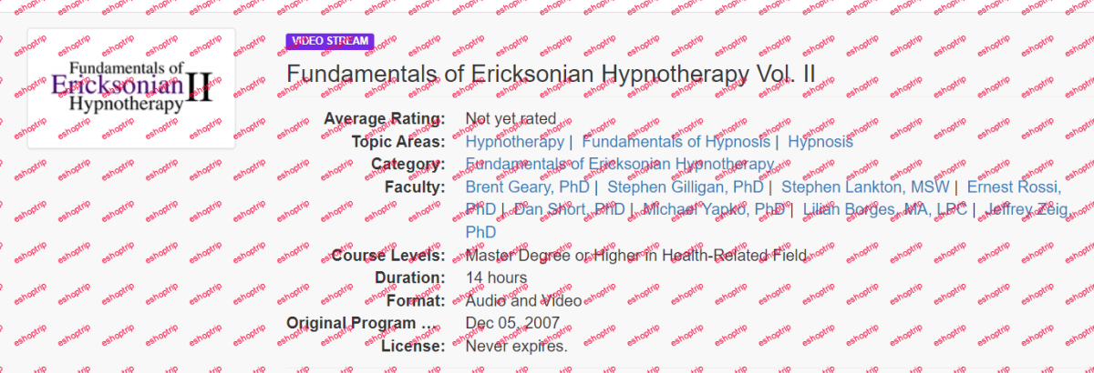 Milton H. Erickson Fundamentals of Ericksonian Hypnotherapy Vol. II