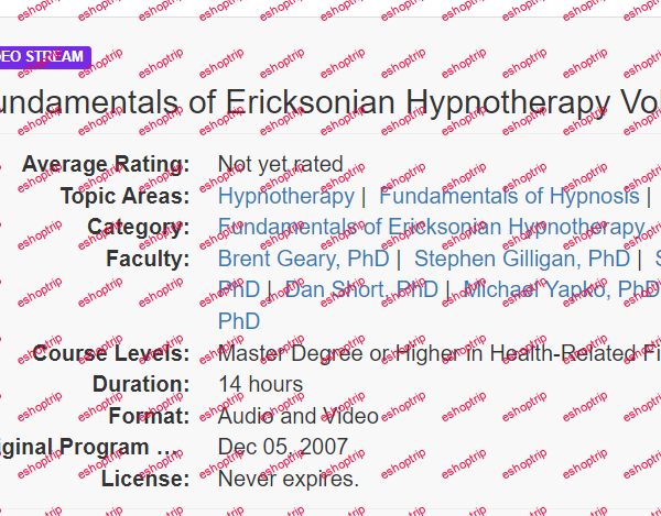 Milton H. Erickson Fundamentals of Ericksonian Hypnotherapy Vol. II