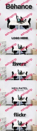 Company Office Wall Logo PSD Mockup