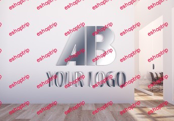 Metallic Logo in Office Hall Mockup 350952339