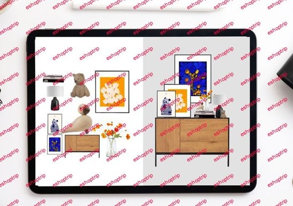 Interior design Mood board in Scale with Procreate