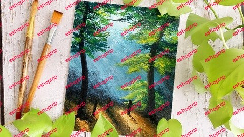 Sunrays In Forest Acrylic Painting For Beginners