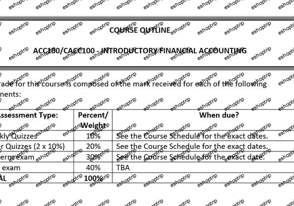 Introductory Financial Accounting ACC 100 CACC 100