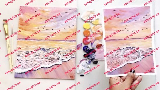 Pink Seascape Acrylic Painting How To Paint Sea Waves