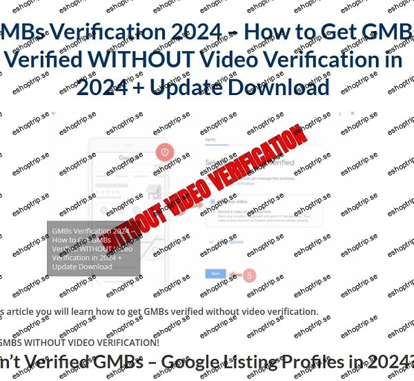 GMBs Verification 2024 How to Get GMBs Verified WITHOUT Video Verification in 2024