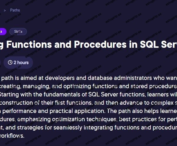 Learning Path Crafting Functions and Procedures in SQL Server